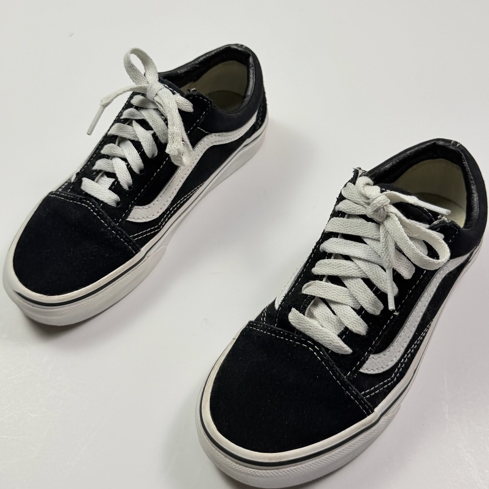 Vans Old Skool Black White Suede Canvas Skate Shoes Women 5 Men 3.5 Low Top
